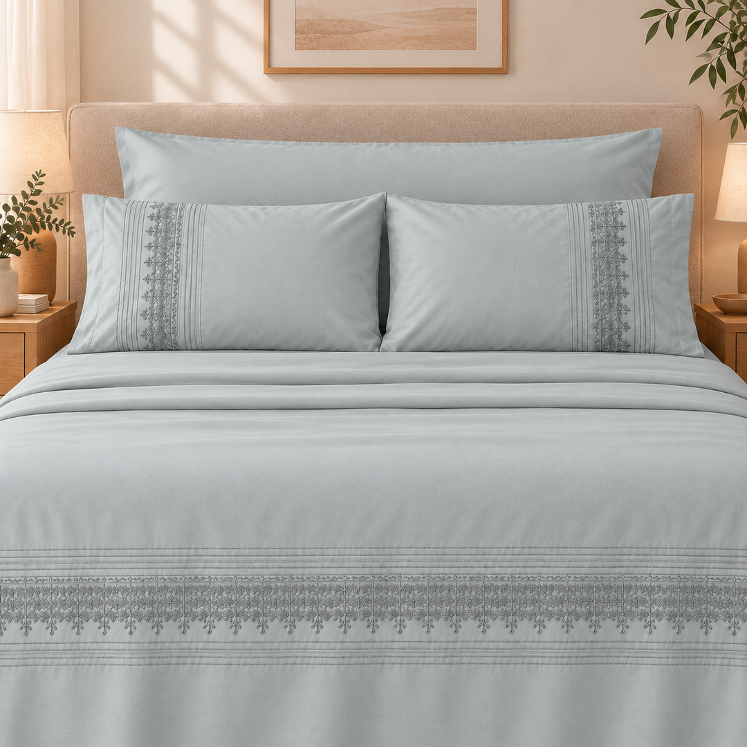 Percal Flat Sheet Set — Cafe / Light Cashmere / Mint Green — 4 Pieces — product image 14