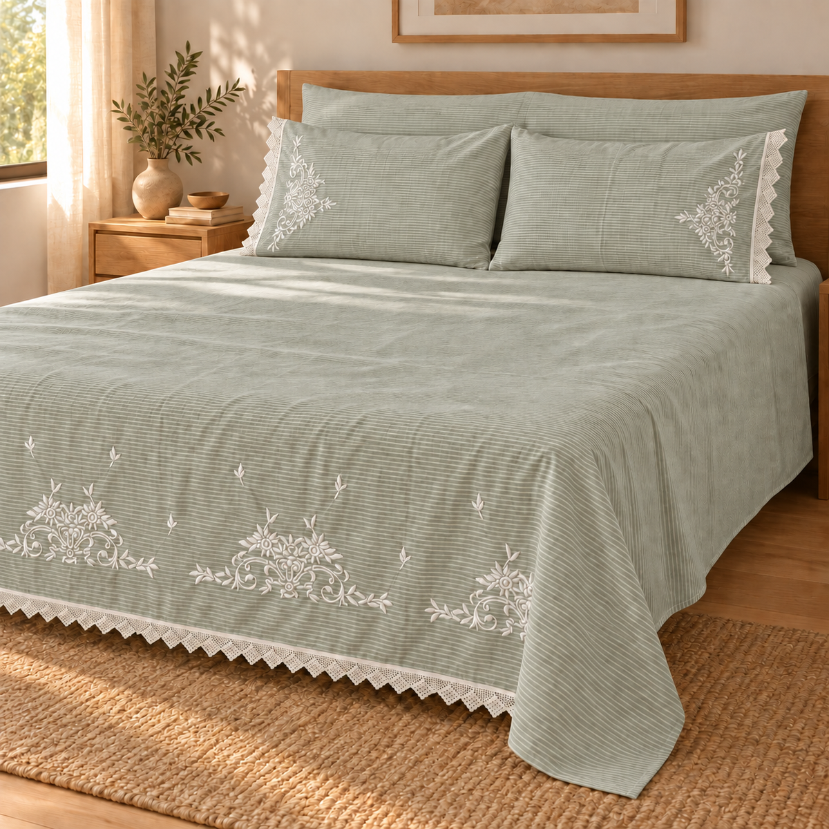 Gelan flat sheet set — mint green — 4 pieces — product image 1