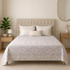 Light Mauve with White and Beige Geometric