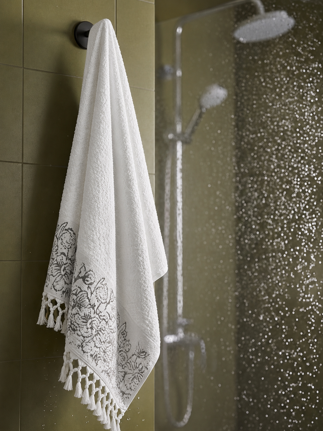 Rania 3 100% Cotton Large Face Towel — White — 60×120 cm — product image 1