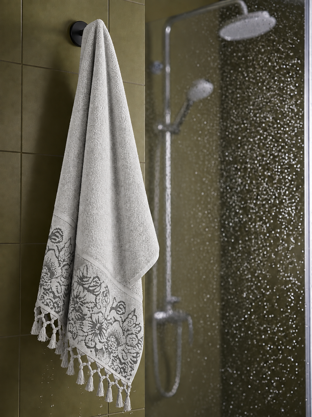 Rania 3 100% Cotton Towel — Light Grey — 3 Sizes — product image 1