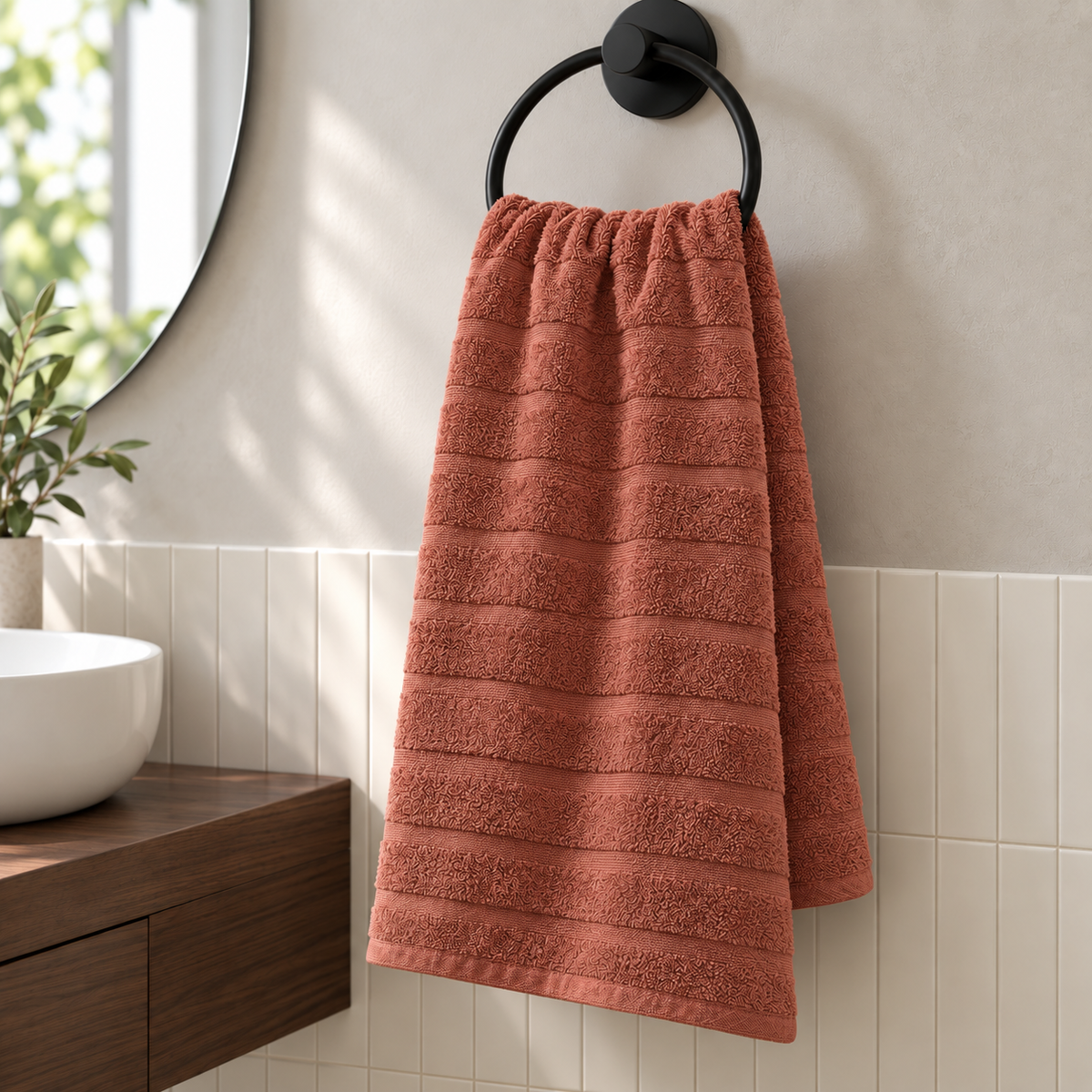 Gh06 cotton bath towel in brick red — 70×140 cm
