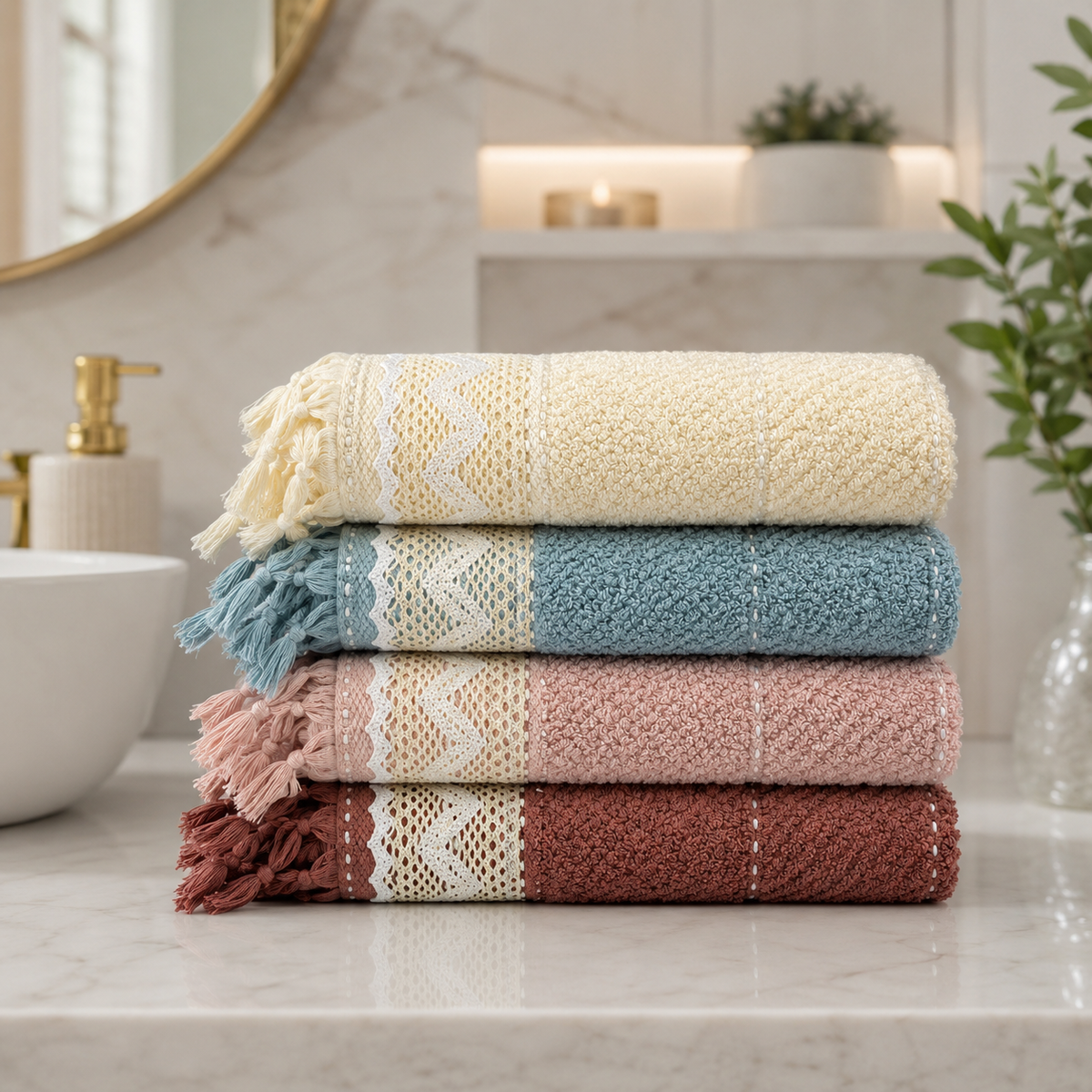 Linda 100% cotton bundle towels ( 4 pieces ) 60*120