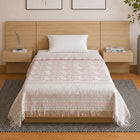 Light Beige with Light Pink Motif & White Fringe