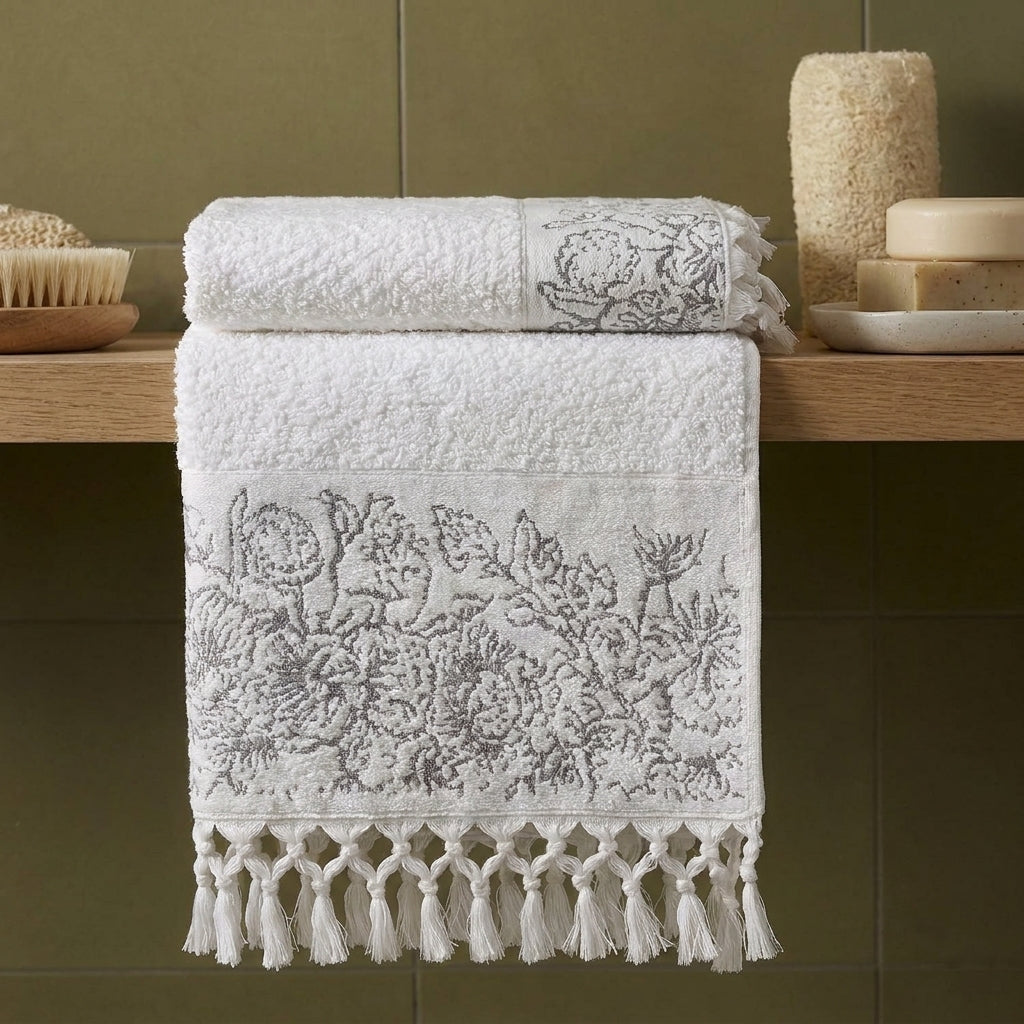 Rania 3 100% Cotton Large Face Towel — White — 60×120 cm — product image 4