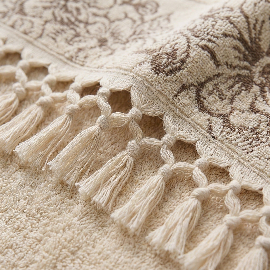 Rania 3 100% Cotton Large Face Towel – Beige – 60×120 cm