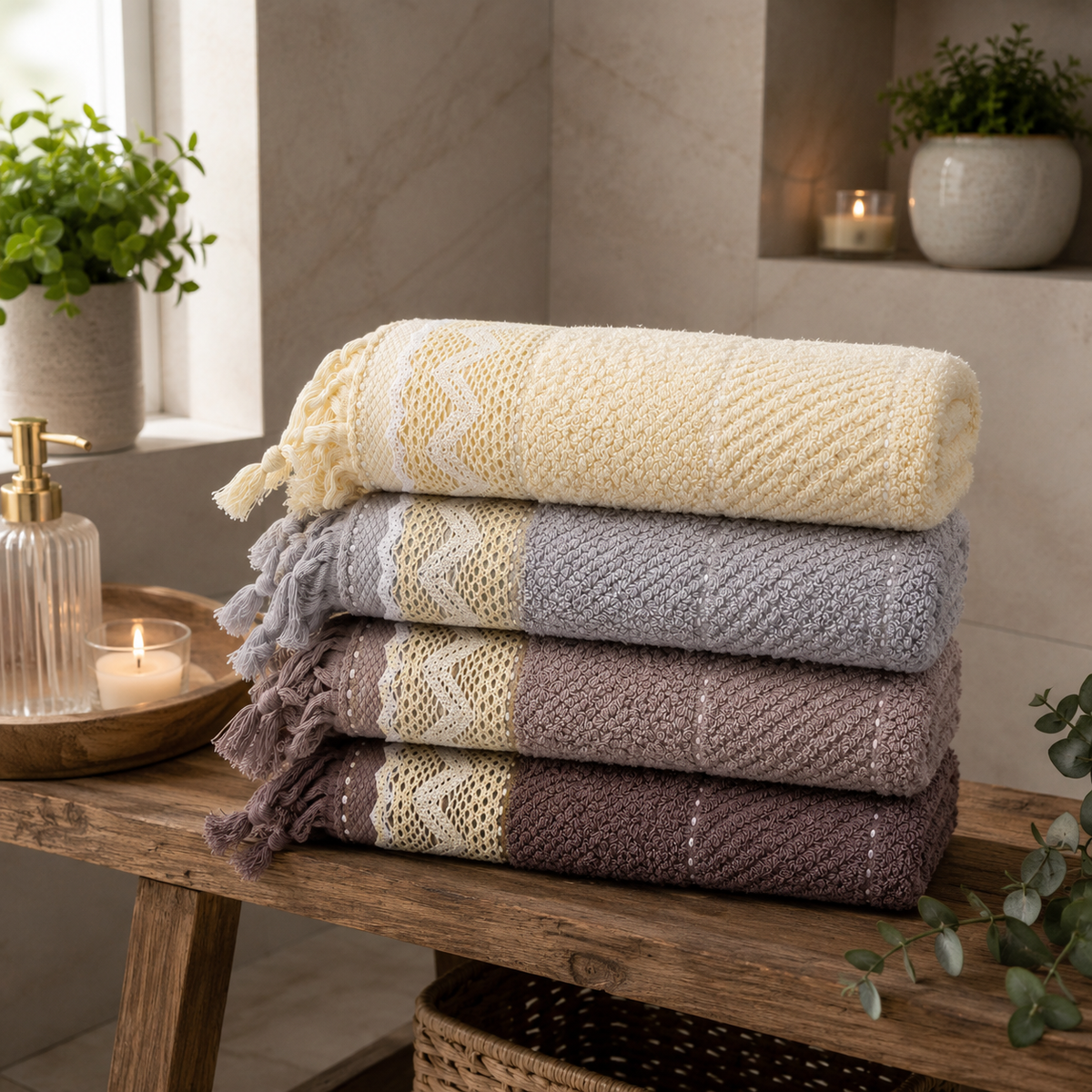 Linda 100% cotton bundle towels ( 4 pieces ) 60*120
