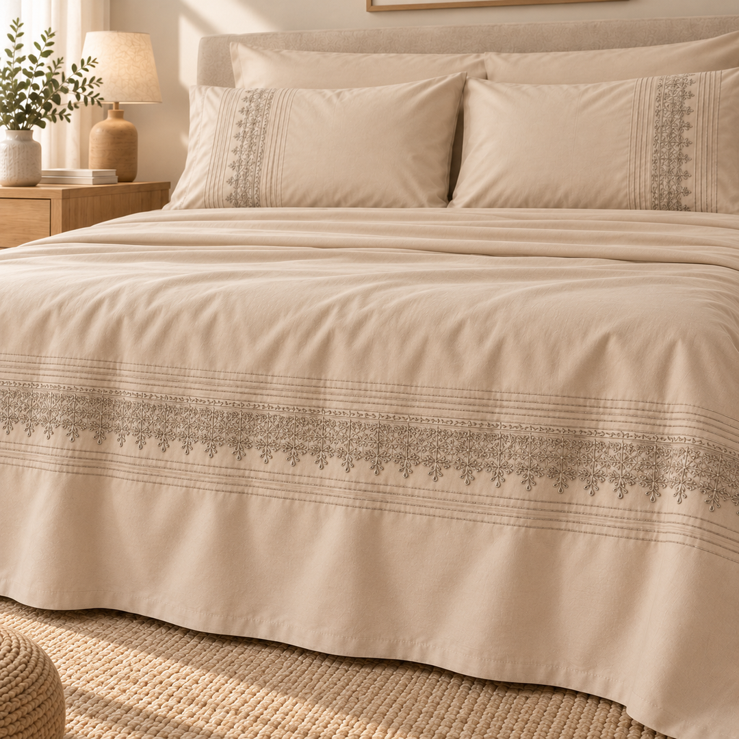 Percal Flat Sheet Set — Cafe / Light Cashmere / Mint Green — 4 Pieces — product image 7