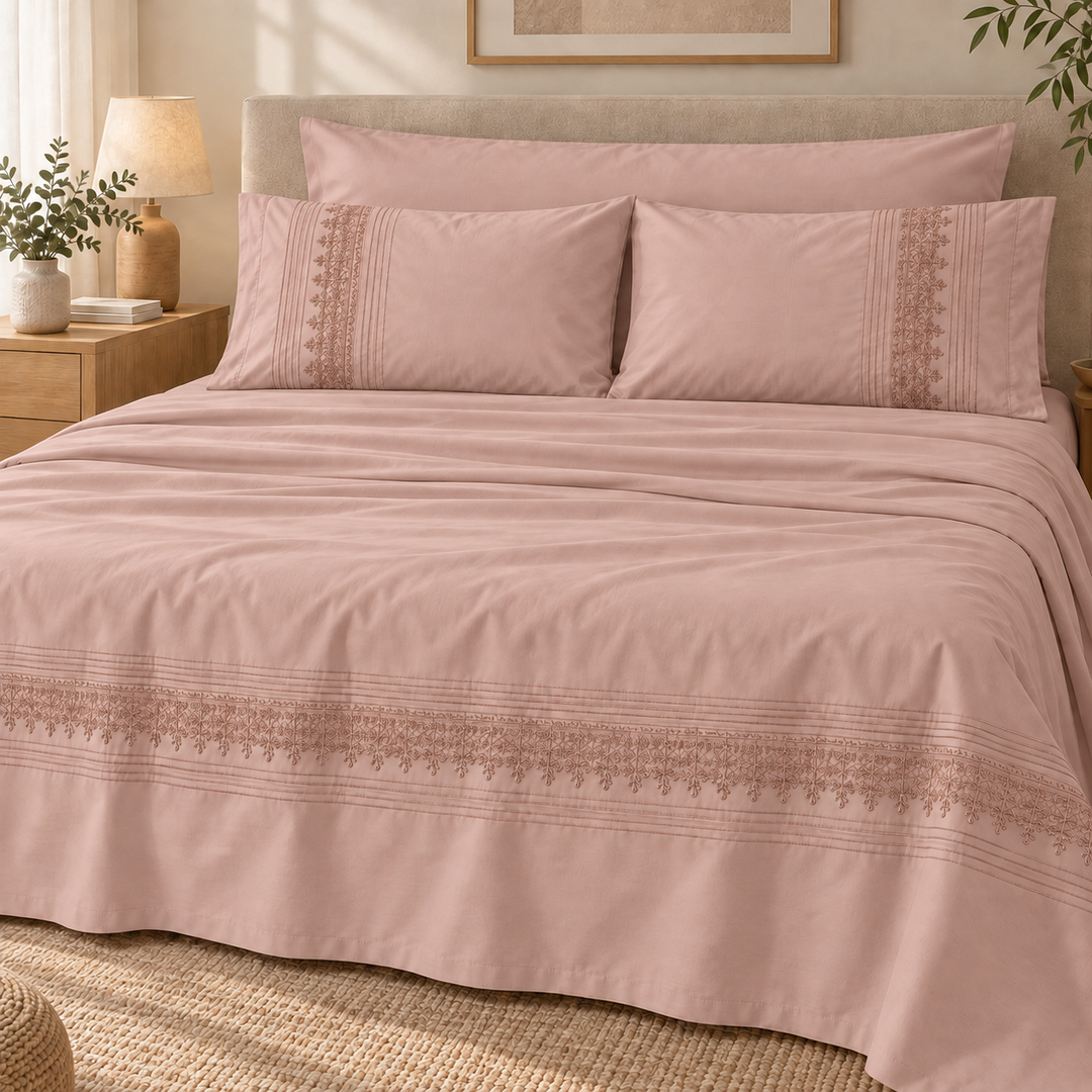 Percal Flat Sheet Set — Cafe / Light Cashmere / Mint Green — 4 Pieces — product image 10