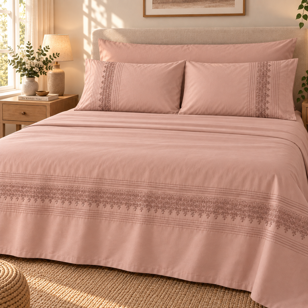 Percal Flat Sheet Set — Cafe / Light Cashmere / Mint Green — 4 Pieces — product image 12