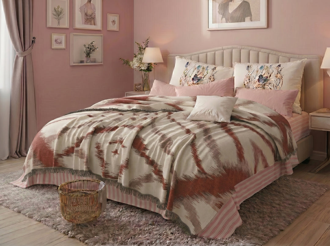 Loor 5 pieces coverlet ( Brick red )