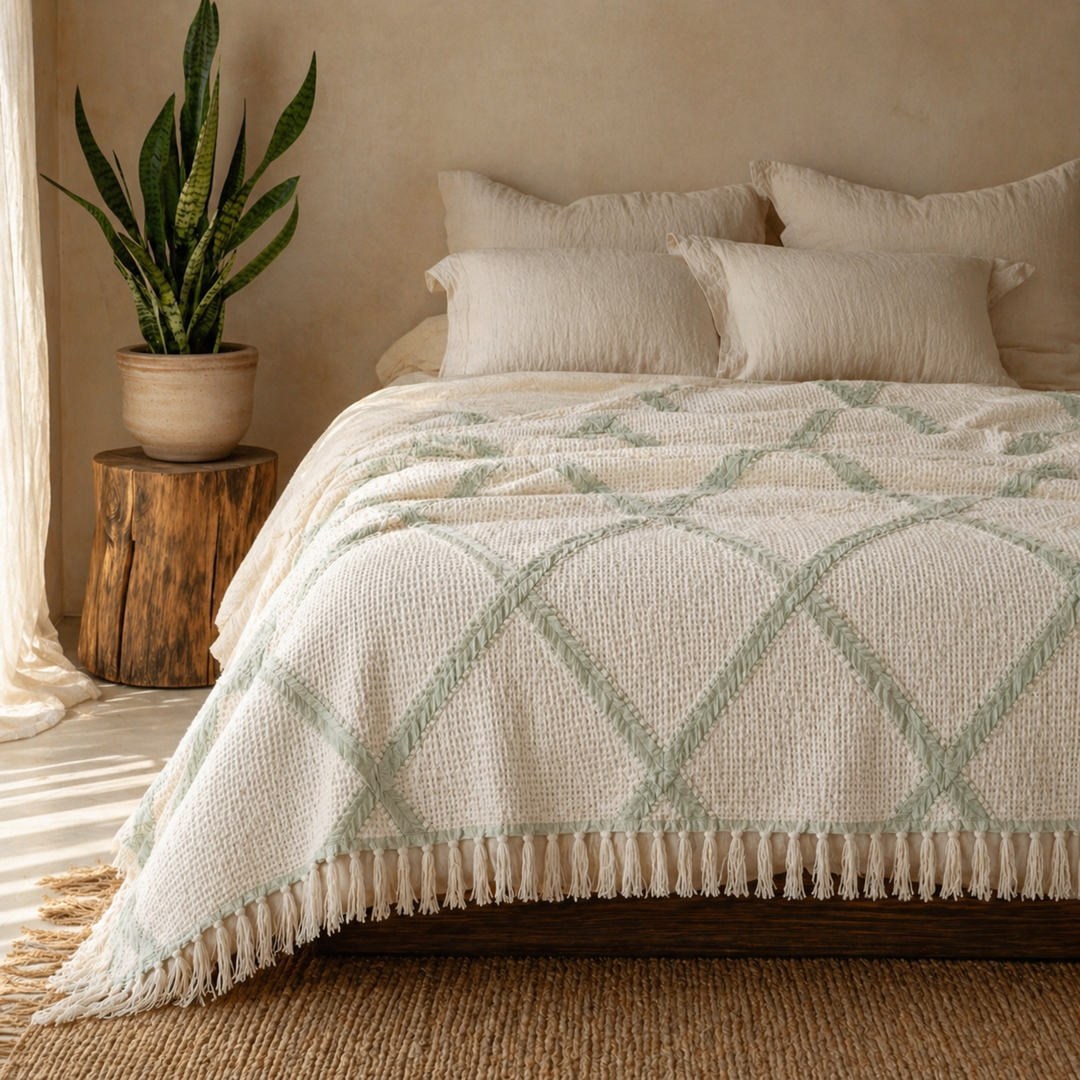 Double face 100% Cotton coverlet ( 1 piece )