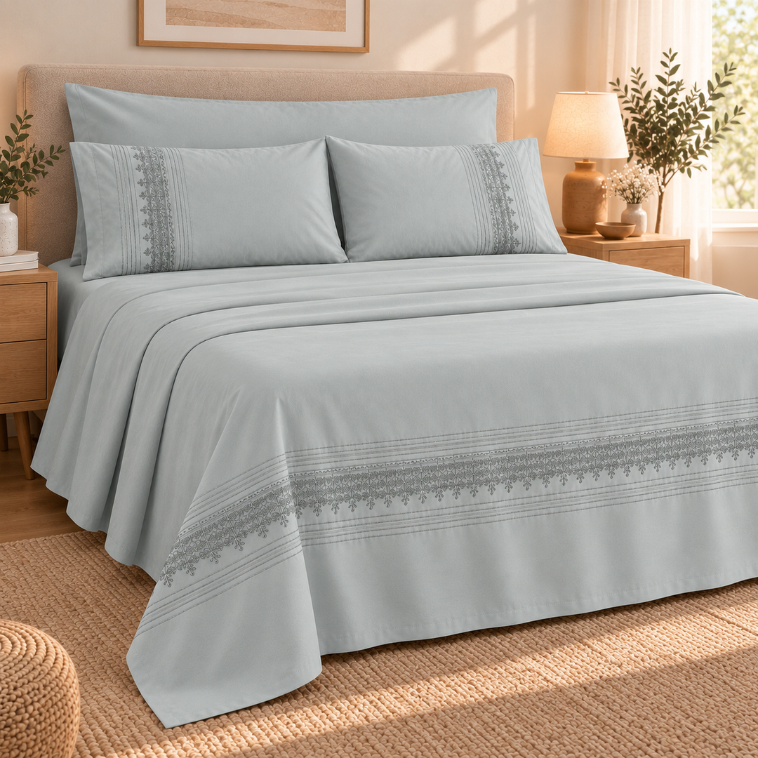 Percal Flat Sheet Set — Cafe / Light Cashmere / Mint Green — 4 Pieces — product image 15