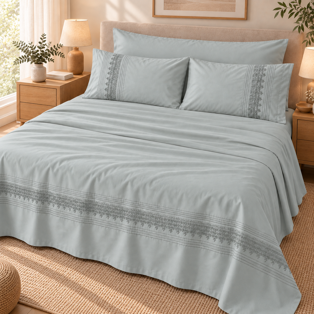 Percal Flat Sheet Set — Cafe / Light Cashmere / Mint Green — 4 Pieces — product image 16