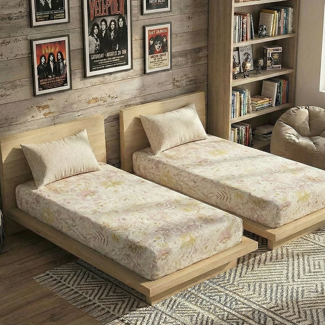 Dahab fitted printed bed sheet 4 pieces (120*200)