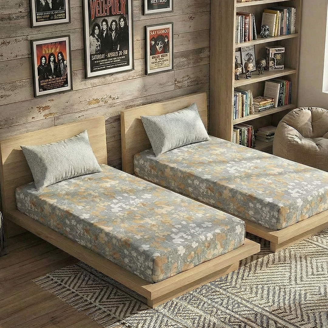 Dahab fitted printed bed sheet 4 pieces (120*200)