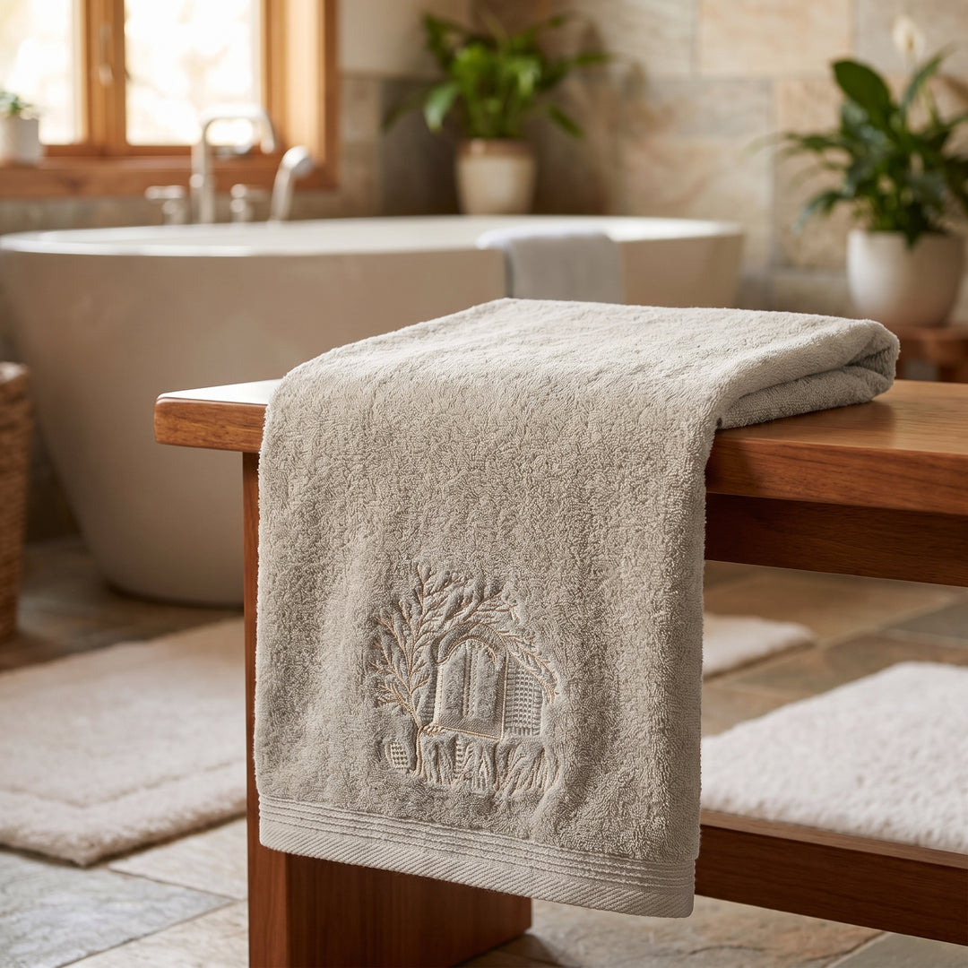 Ashraqat Towel — 60×120 cm — Light Grey