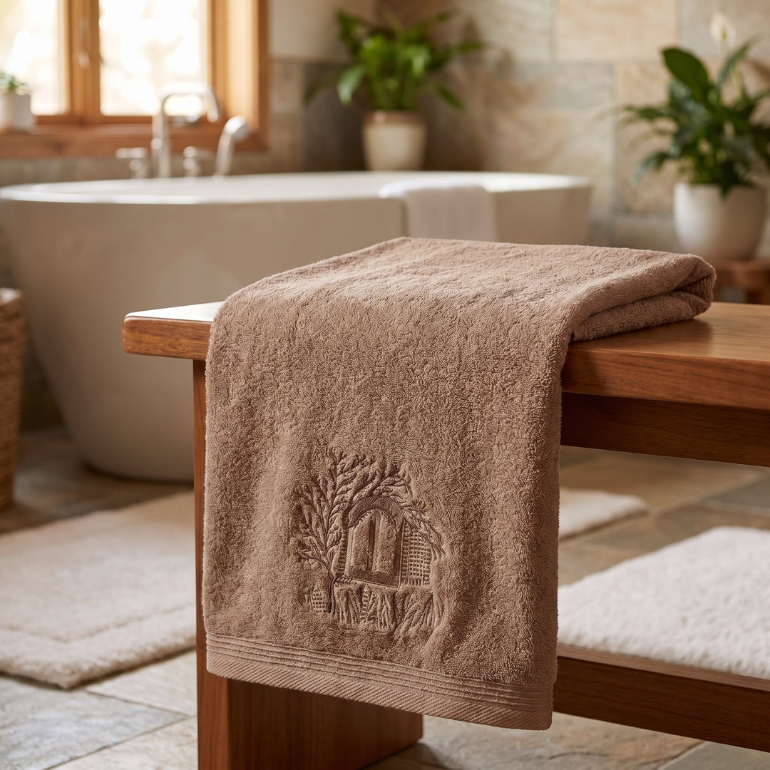 Ashraqat Towel — 60×120 cm — Dark Mauve