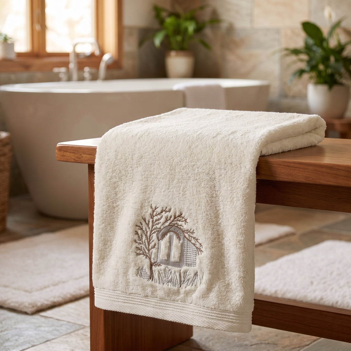 Ashraqat towel — 60×120 cm — white