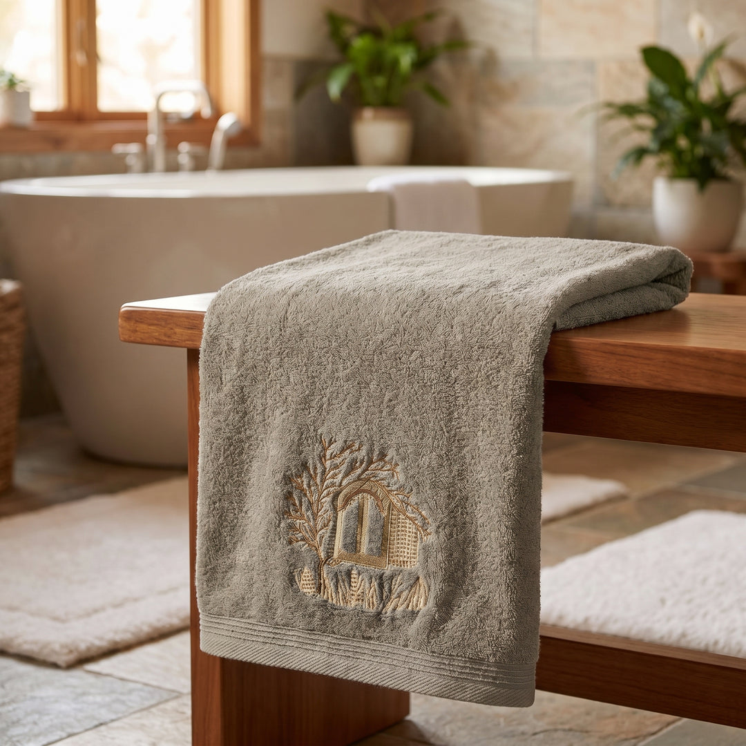 Ashraqat Towel — 60×120 cm — Olive
