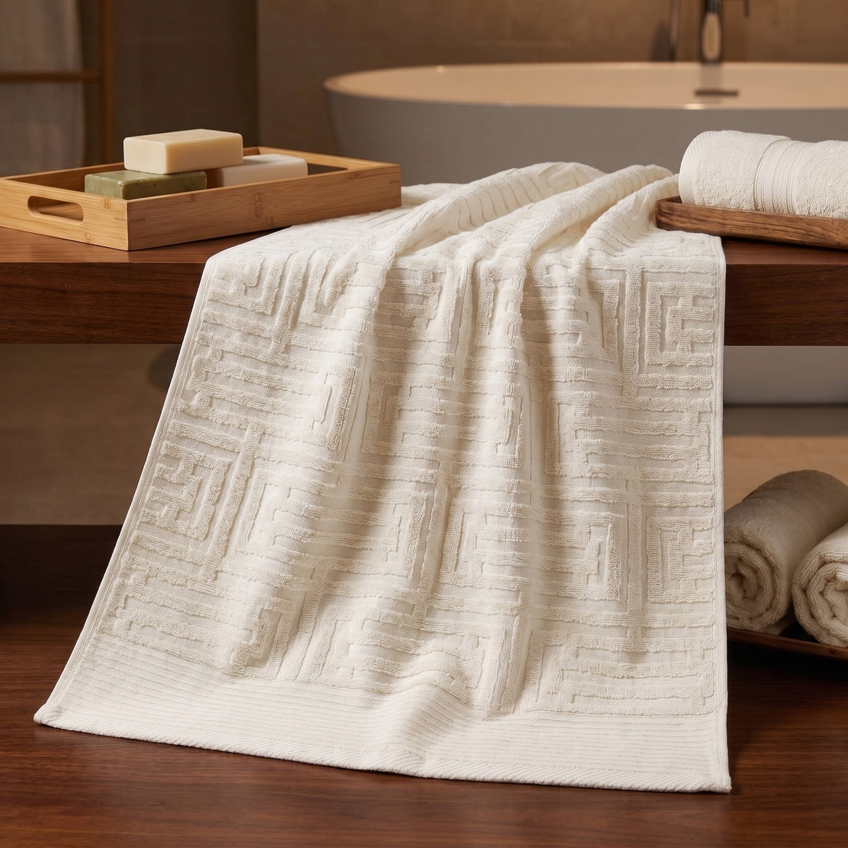 Maze off white towel 70×140 cm