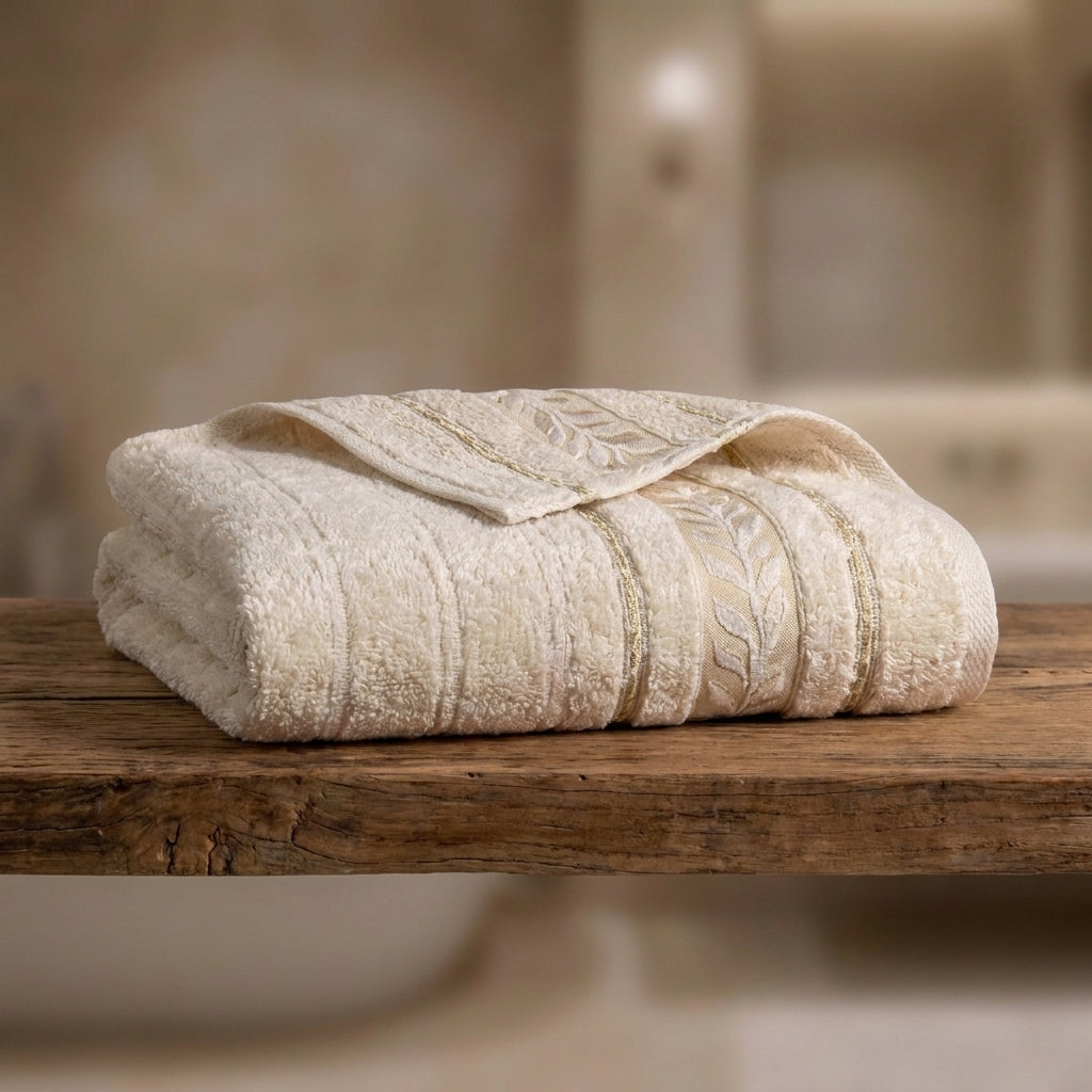 Saray 7 Off White towel border detail