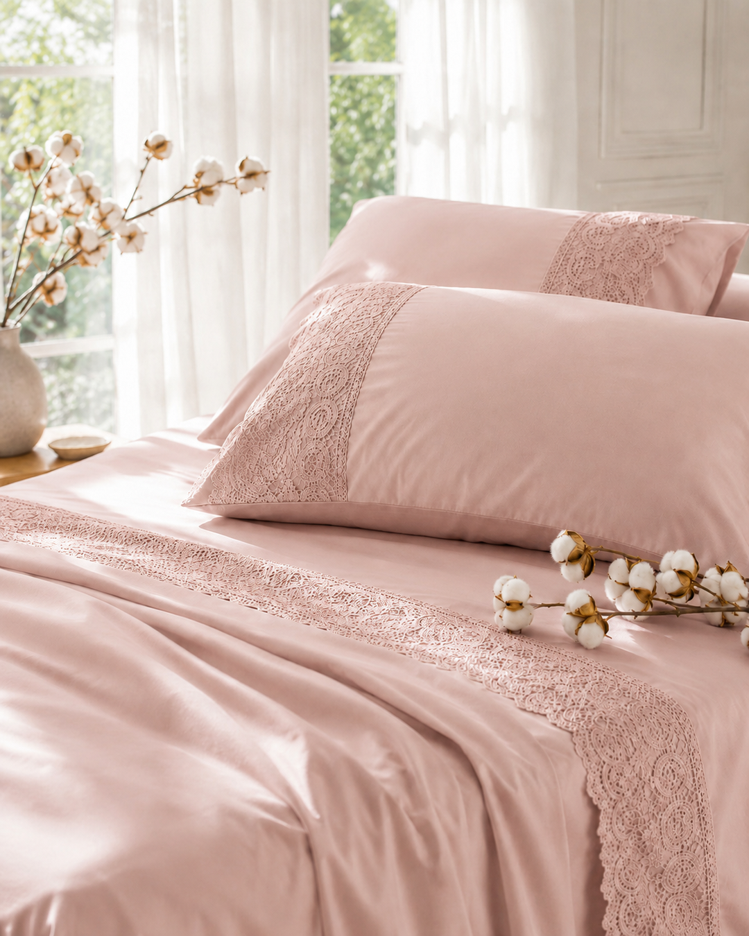 Percal Flat Sheet Set — Light Cashmere — 4 Pieces