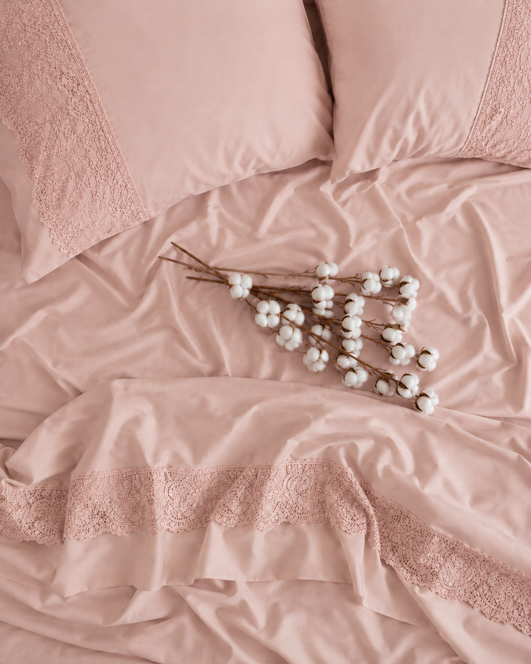 Percal Flat Sheet Set — Light Cashmere — 4 Pieces