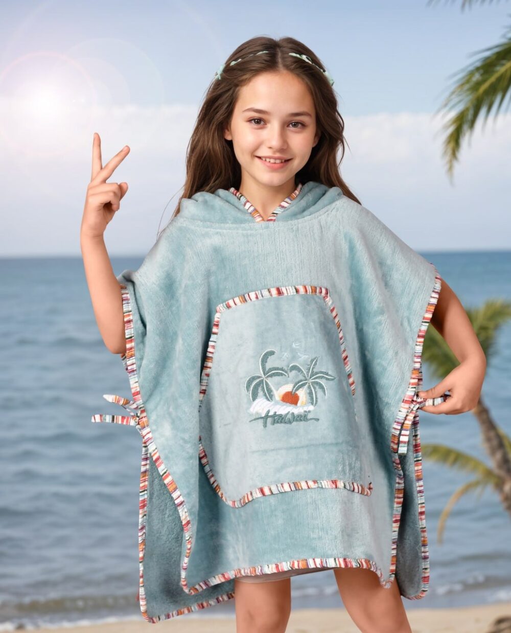 ⁦Kids Poncho - Hawai (2-8) years⁩ - الصورة ⁦3⁩