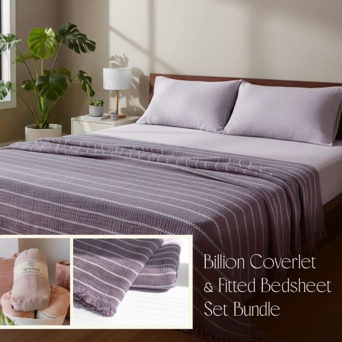 Mauve Billion Coverlet & Fitted Bedsheet Set Bundle